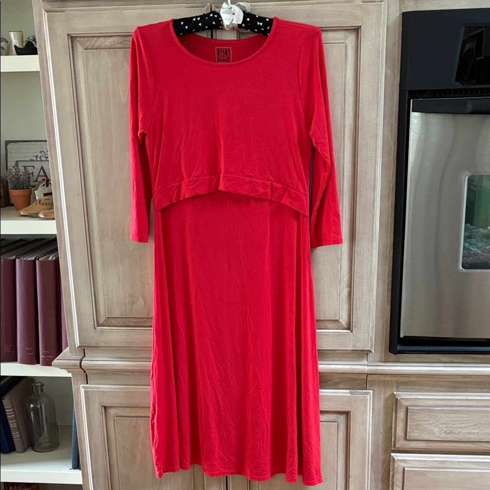 Rosie Pope Vibrant off Red 3/4 length Sleeve Dress